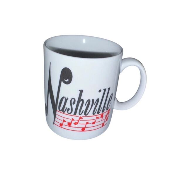 Nashville Music Note Souvenir Mug White Ceramic Coffee Cup Vintage Style Country - Picture 2 of 6